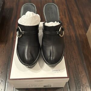 Coach Size 9 Black Leather Clog